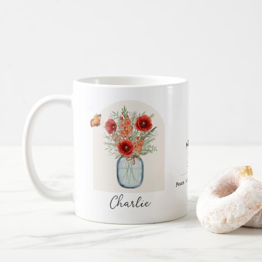 Tasse de fleur de naissance du mois d'août (Avec donut)