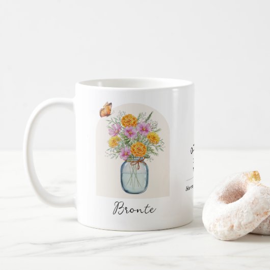 Tasse de fleur de naissance du mois d'octobre (Avec donut)