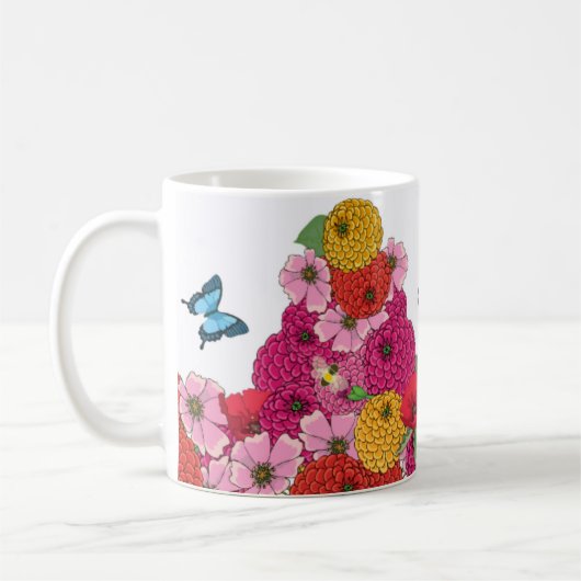 Tasse de fleurs et de papillons de colibris (Gauche)