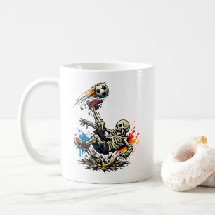 Tasse de football à coup de pied de vélo squelette