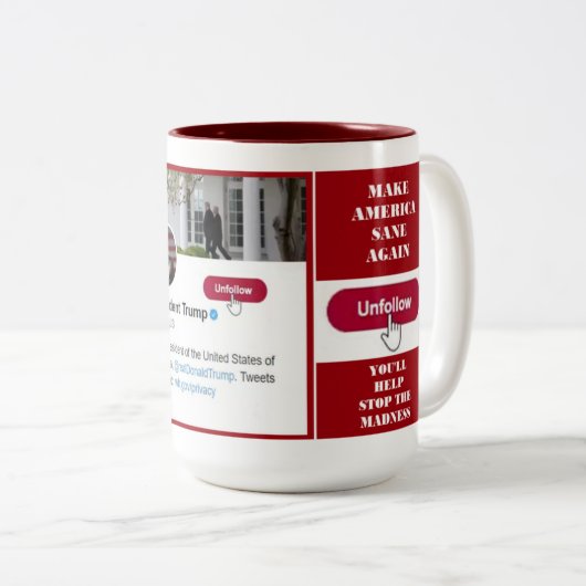 Tasse de gazouillement d'atout d'Unfollow (Devant droit)