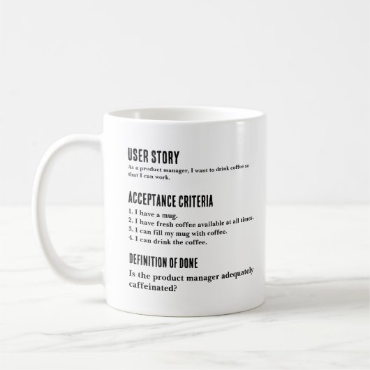 Tasse de gestionnaire de produit Persona User Stor (Gauche)