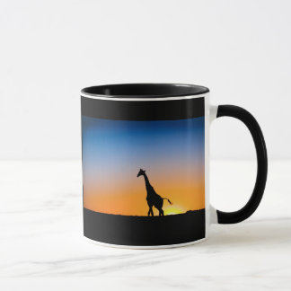 Tasse de girafes coucher du soleil