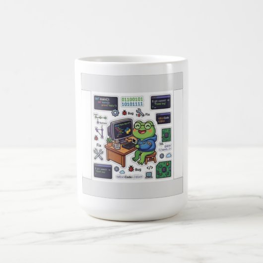 Tasse de Grenouille Programmeuse de Code Mignonne (Centre)