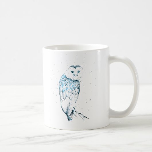 Tasse de hibou, tasse turquoise de hibou de grange (Droite)