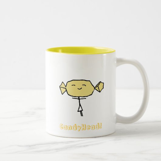 Tasse de jaune de bonheur de CandyHead (Droit)