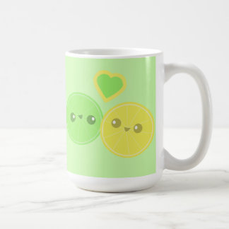 Tasse de Kawaii de coeur de chaux de citron