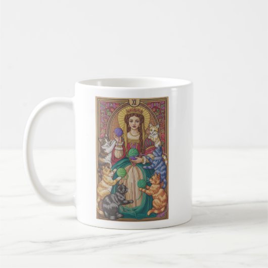 Tasse de la carte de tarot Reine des chats (Gauche)