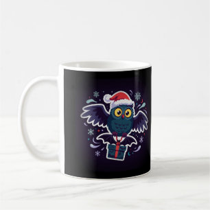Tasse de la chouette Santa délivrant un cadeau