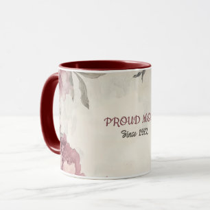Tasse de la fête des Mères Texte "MAMAN" "Depuis 1