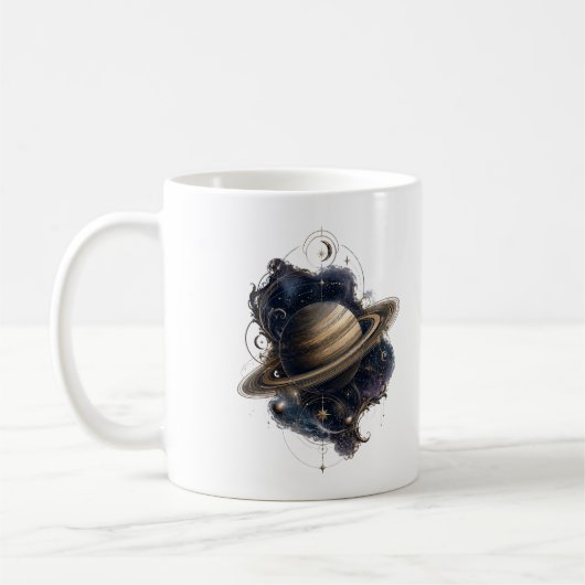 Tasse de la planète céleste aux anneaux dorés de S (Gauche)