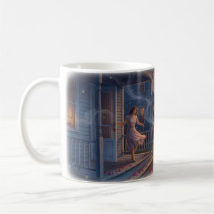 Tasse de la route orageuse quittant au crépuscule 
