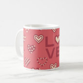 Tasse de la Saint-Valentin à motif de coeurs roses (Devant gauche)