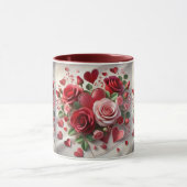Tasse de la Saint-Valentin avec cœurs et roses rou (Centre)