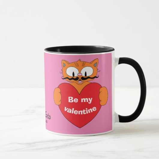 Tasse de la Saint-Valentin Chat à Moustache de Des (Droite)