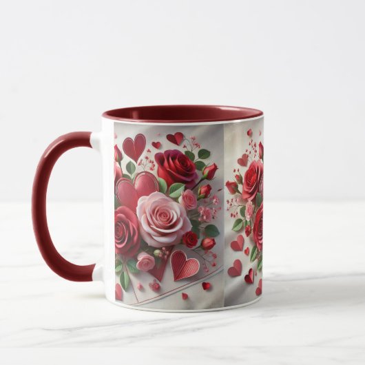 Tasse de la Saint-Valentin Cœurs et Roses Rouges d (Gauche)