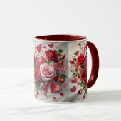 Tasse de la Saint-Valentin Cœurs et Roses Rouges d (Devant droit)