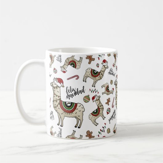 Tasse de lama de Feliz Navidad (Gauche)
