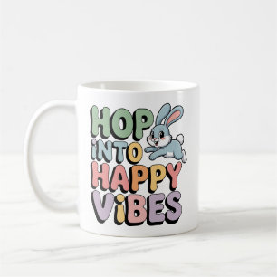 Tasse de lapin de Pâques aux vibrations heureuses
