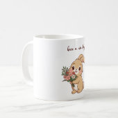 Tasse de lapin souriant tenant une fleur | “Passez (Devant gauche)