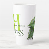 Tasse de Latte à Monogramme de Feuilles Tropicales (Devant)