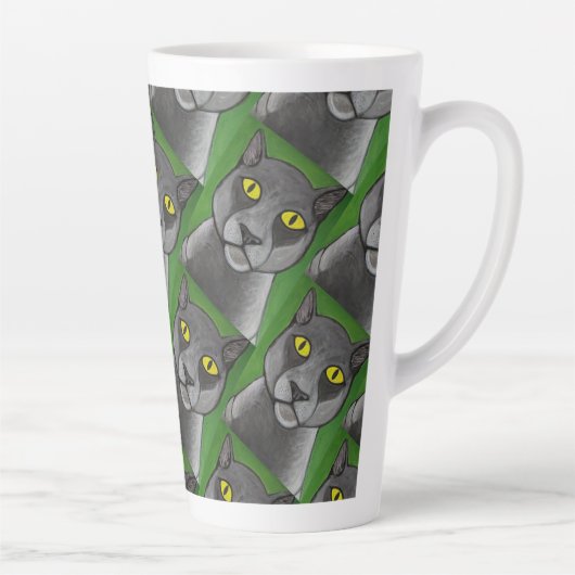 Tasse de latte avec chat gris (Droite)
