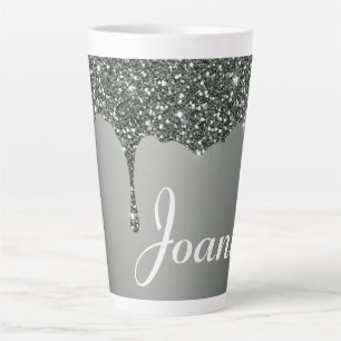 Tasse de Latte avec Goutte de Peinture Pailletée