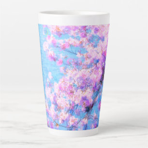 Tasse de Latte avec Photo Peinte de Cerisier