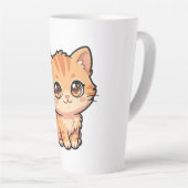 Tasse de Latte avec un Mignon Chaton Tabby Orange (Angle droit)