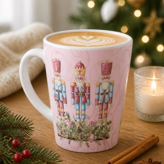 Tasse de Latte Casse-Noisette de Noël Rose