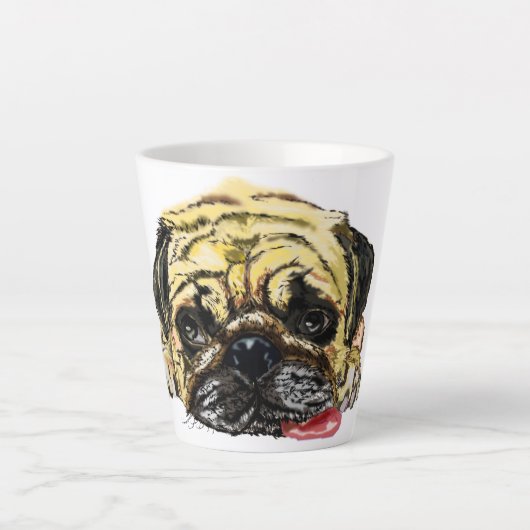 Tasse de Latte Chien Carlin (Devant)