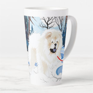 TASSE DE LATTE CRÈME CHOW OUTREPASSÉE LA RIVIÈRE a