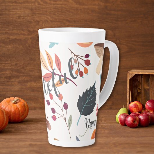 Tasse de latte de 17oz "grateful" & nom - Design d