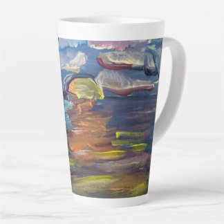 Tasse de latte de peinture du lever de soleil sur 
