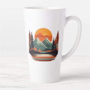 Tasse de Latte de Scène de Montagne Minimaliste -