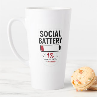 Tasse de latte drôle pour introverti | Batterie so