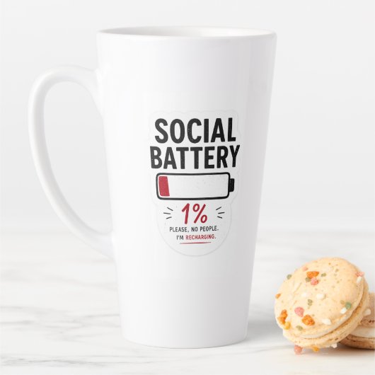 Tasse de latte drôle pour introverti | Batterie so (En situation)