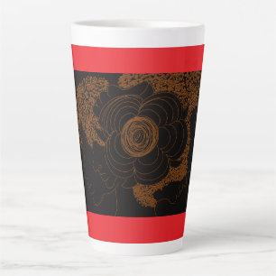 Tasse de Latte Femme Fleur Dorée