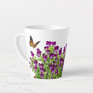 Tasse de Latte Fleur de Pensée Violette