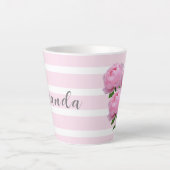 Tasse de Latte Fleurs Roses Roses Foncees (Devant)