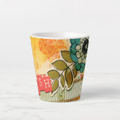 Tasse de Latte Florale Colorée (Devant)