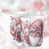 Tasse de latte Gnome Cœurs et Fleurs