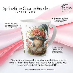 Tasse de Latte Gnome Lecteur de Printemps