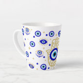 Tasse de latte Hamsa Evil Eye (Angle gauche)