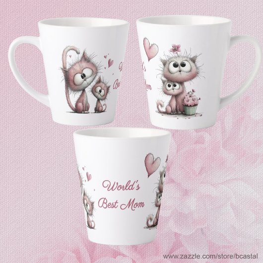 Tasse de Latte Illustrations de Chats Très Mignons