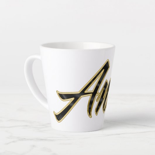 Tasse de latte lettrage or noir Anke (Angle gauche)