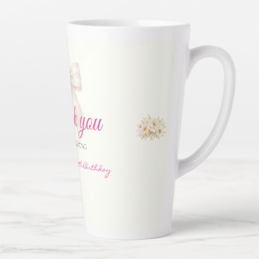 Tasse de latte Merci Ruban de princesse rose blush (Droite)