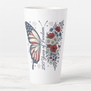 Tasse de latte papillon patriotique 250 ans de lib