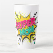 Tasse de Latte Super Maman Bande Dessinée (Devant)