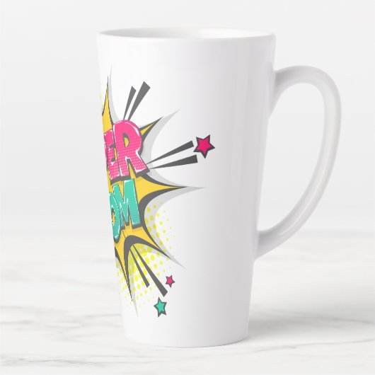 Tasse de Latte Super Maman Bande Dessinée (Droite)